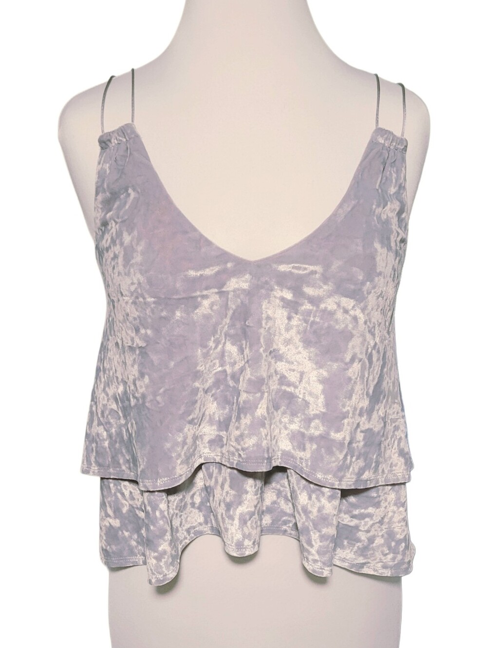 Express Lilac Crushed Velvet Tiered Cami Size XS